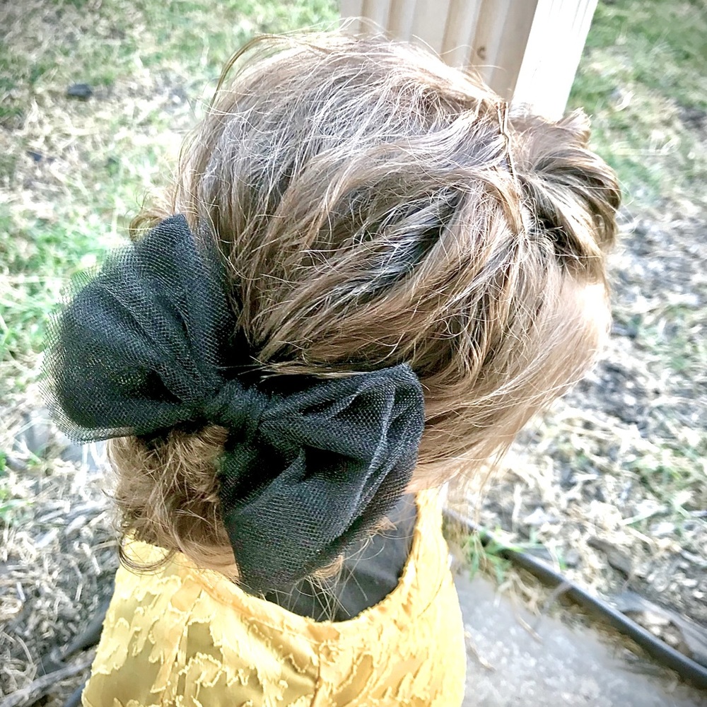 New!! Black tulle hair bow